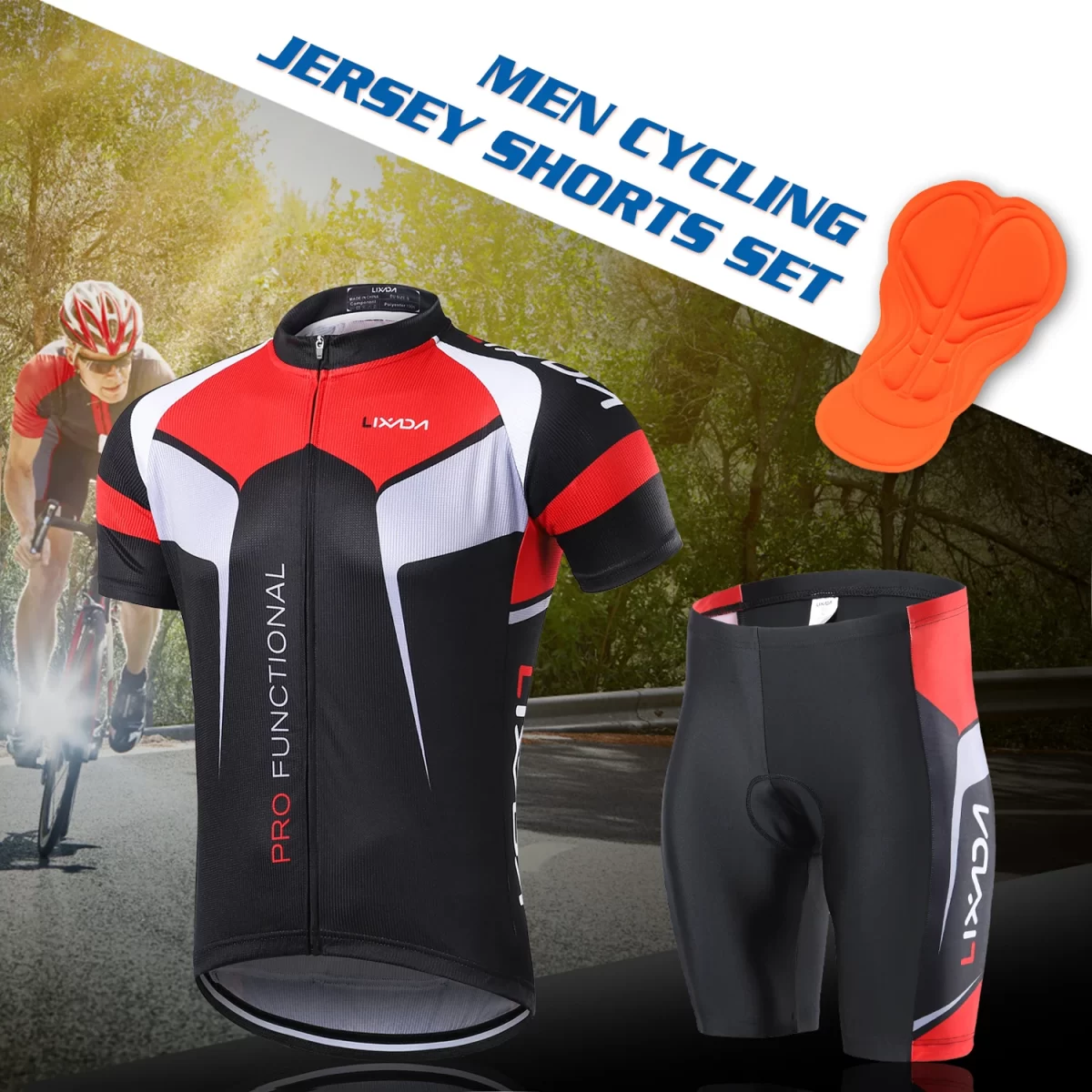 Men Breathable Quick Dry Comfortable Short Sleeve Jersey and Padded Shorts Cycle Clothing Set Riding Sportswear 6