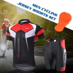 Men Breathable Quick Dry Comfortable Short Sleeve Jersey and Padded Shorts Cycle Clothing Set Riding Sportswear 6