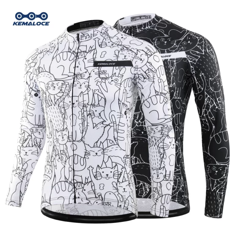 KEMALOCE Cycling Jersey Long Sleeves Men&Women White&Black Cartoon 2024 Bicycle Jersey Team Summer Premium Anti UV Cycle Clothes 1