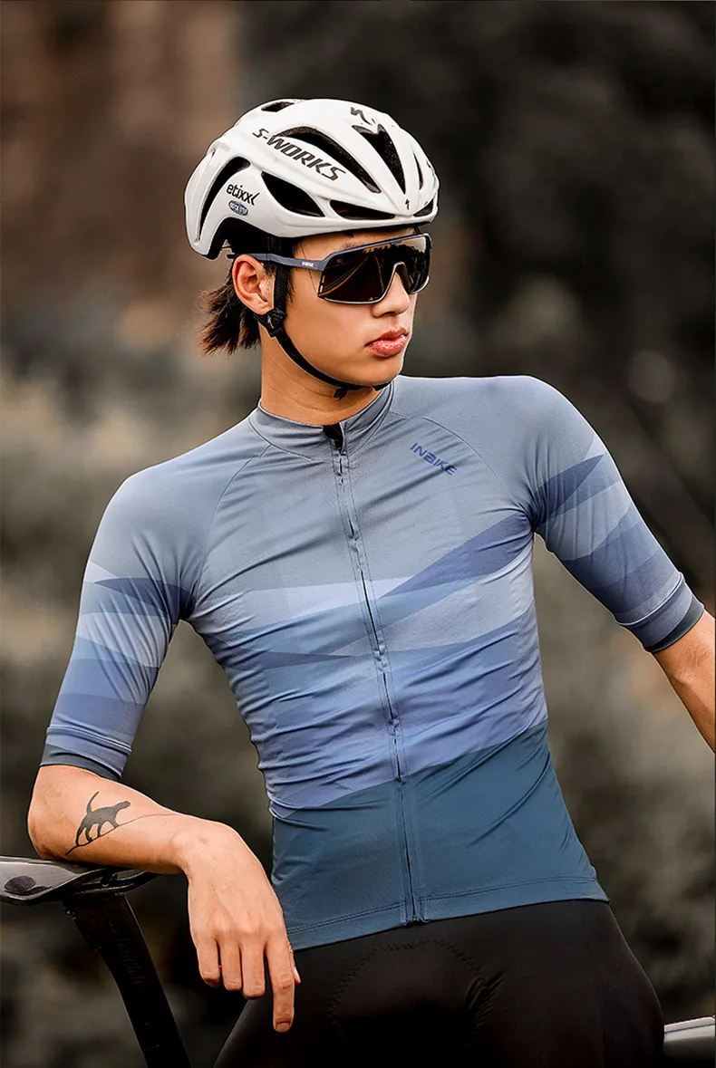 INBIKE Summer Men's Cycling Jersey Breathable Road Cycling Jersey Short Sleeve Mountain Bike Cycling Jersey with Three Pockets 20