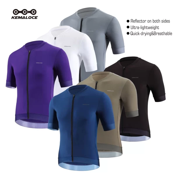 KEMALOCE Cycling Jersey Men Short Sleeves Summer 2025 White&Purple&Brown Bicycle Bike Jersey High End Breathable Compress Shirts 1