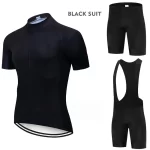 All Black Cycling Jersey Bib Short Set 2024 Mens Mountain Bicycle Clothing Short Sleeve Suit Sports MTB Bike Training Uniform 1