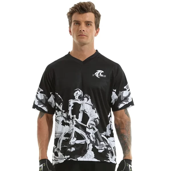X-Tiger Cycling Jersey Short-sleeved UV-proof Downhill Mountain Bike Riding Suit Breathable Quick-drying DH Off-road Racing Suit 1