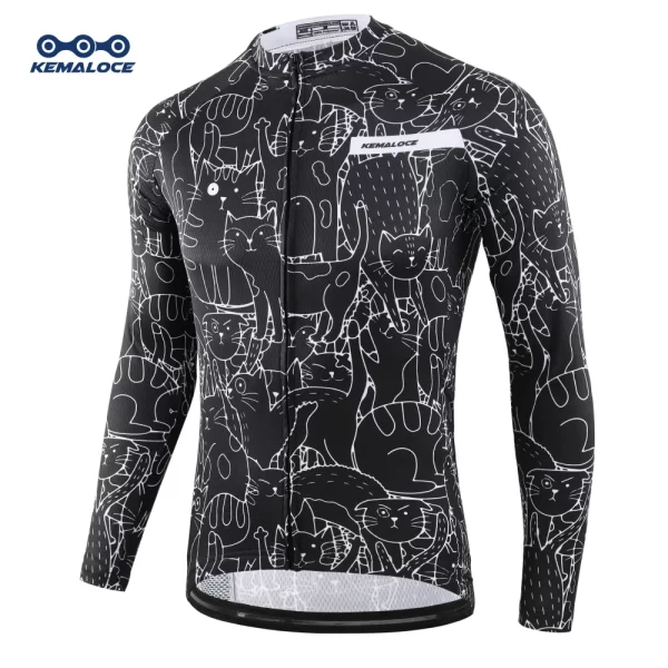 KEMALOCE Cycling Jersey Long Sleeves Men&Women White&Black Cartoon 2024 Bicycle Jersey Team Summer Premium Anti UV Cycle Clothes 7
