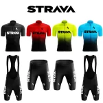 2024Strava Pro Bicycle Team Short Sleeve Maillot Ciclismo Men's Cycling Jersey Sets Summer Breathable Cycling Clothing Suit 1