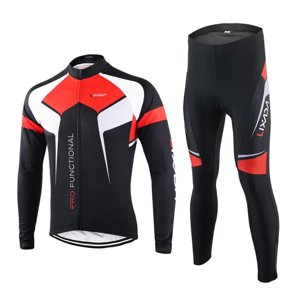 Lixada Spring Autumn Cycle Clothing Set Sportswear Suit Bicycle Bike Outdoor Long Sleeve Jersey + Pants Breathable Quick-dry Men 1