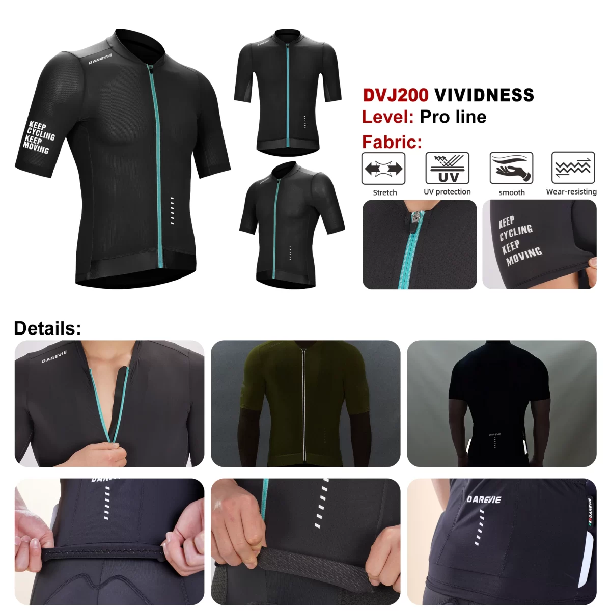 DAREVIE Cycling Jersey Anti-UV SPF 50+ Anti-Slip Pro Line Man Cycling Maillot Cool Technology Quickly Dry Female Clothing 4